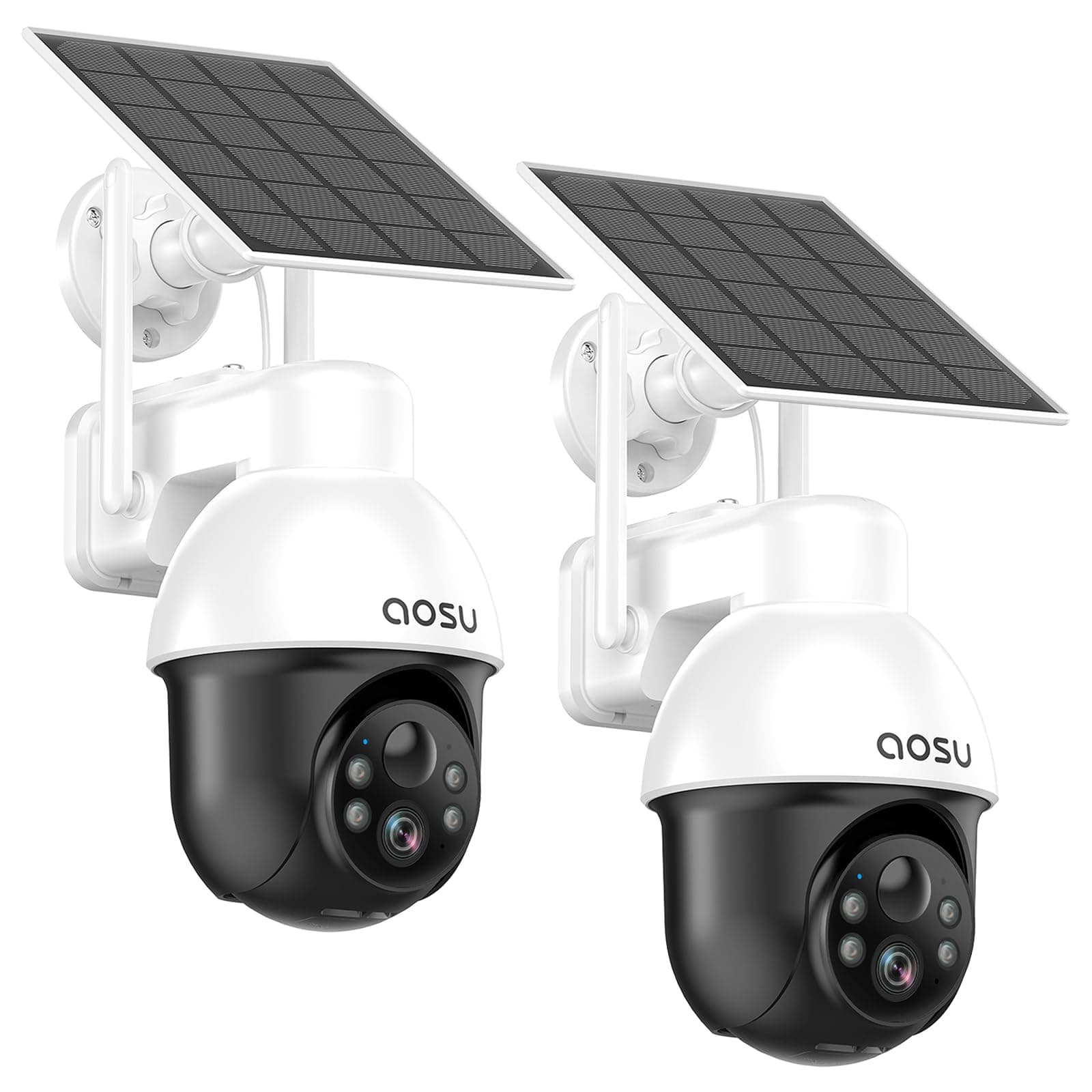 aosu 3K Überwachungskamera Aussen Akku Solar, 5MP Kabellose WLAN-Überwachungskamera für den Außenbereich zur Haussicherheit, 360° Panoramisches PTZ, Automatische Verfolgung, Nachtsicht, 2 STK 2er-set Angebot bei HelloDeals