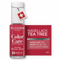 PODERM Pflegelack mit Tea Tree - Rosenrot | Swiss Lab - 8ML | Angereichert mit Tea Tree, Silizium & Biotin | Reinigt, Klärt & Nährt Gelbe Nägel | Entwickelt von einer Podologin Angebot bei HelloDeals