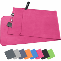 Pameil Fitness Handtuch |120x50cm| Kompakt & Schnelltrocknend mikrofaser Handtuch, Sporthandtuch, Reisehandtuch, Strandhandtuch mit Reißverschluss Tasche Rose Rot Angebot bei HelloDeals