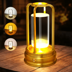 Tischlampe kabellos – Dimmbare Akku-Tischlampe 2000mAh mit Touchsteuerung, 3 Lichtfarben, USB-C, Aluminium, LED Tischlampe für Innen & Außen, Terrasse, Restaurant, Schlafzimmer, Gold 1er Set Golden 1er Set Angebot bei HelloDeals
