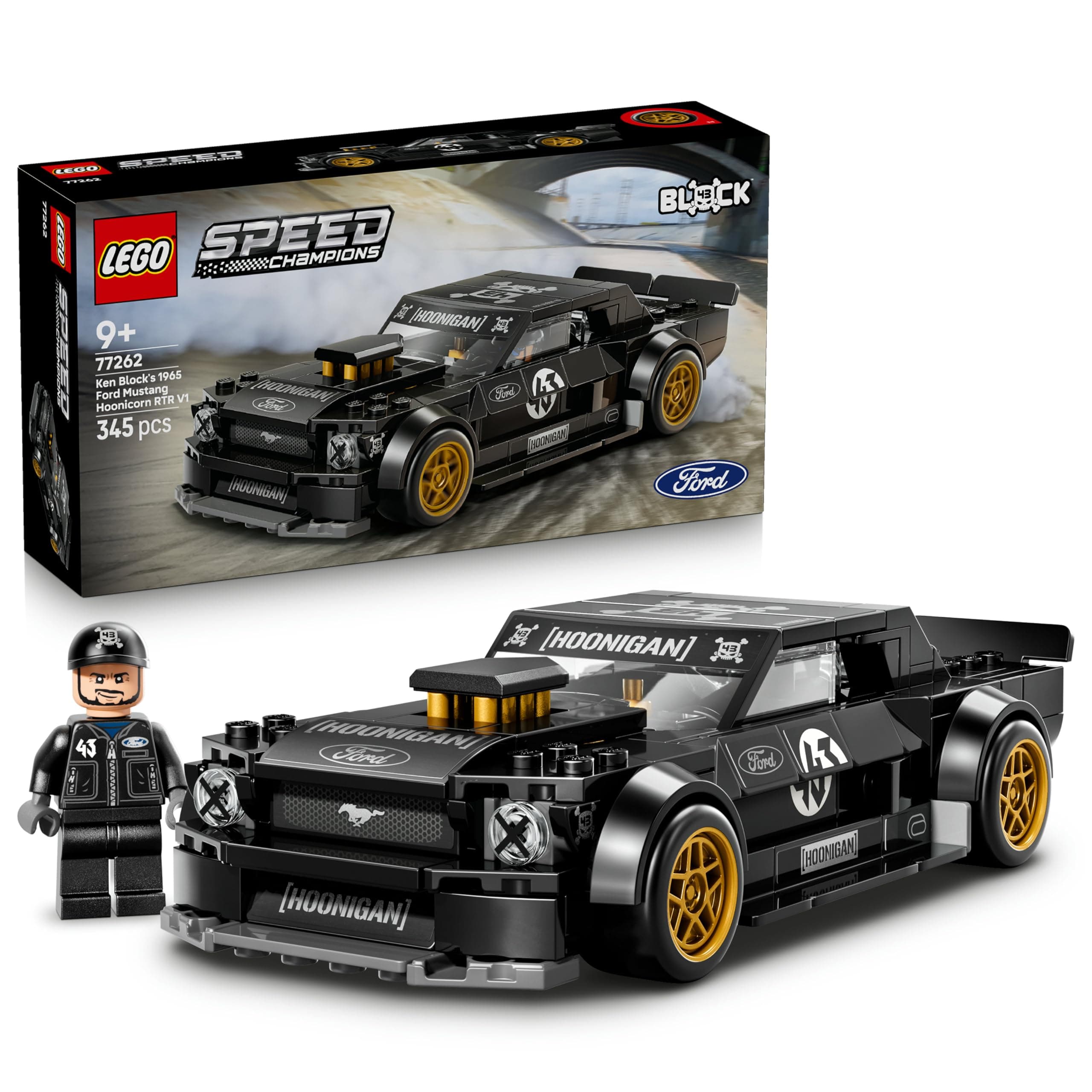 LEGO Speed Champions Ken Blocks 1965 Ford Mustang Hoonicorn V1 - Muscle Car Spielzeug - Modellbau mit Minifigur zum Sammeln - Kinderzimmer Deko - Mint Geschenk für Jungen ab 9 Jahren und Fans - 77262 Angebot bei HelloDeals