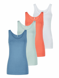 ONLY Tank Top Damen Baumwolle Stretch Slim Fit Onllive LUV 4er Pack Set Basic Shirt Rundhals Trägershirt Ärmellos Oberteile Einfarbig Schwarz Weiß Beige Rot Grün Blau Navy S M L XL XXL L Pack 3 (White. Dubarry. Hedge Green. Coronet Blue) Angebot bei HelloDeals