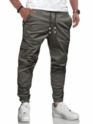LIUPMWE Herren Hose Chino Cargo Hose Jogginghose Herren Baumwolle Casual Sweatpants Herren Freizeithose Elastische Pants Taille mit Kordelzug Taschen L Grau-new Angebot bei HelloDeals