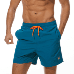 JustSun Badehose Herren Schnelltrocknend Boardshorts mit Mesh-Futter und Verstellbarem Tunnelzug L Pfauenblau Angebot bei HelloDeals