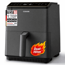 COSORI Dual Blaze Tech Airfryer, 6,4 L Heißluftfritteuse, Ober- und Unterhitze für 67% gleichmäßigere Erwärmung, Metallinnenraum, NTC-Präzisionstemperaturregelung und WLAN-Verbindung Dual Blaze Grau Angebot bei HelloDeals