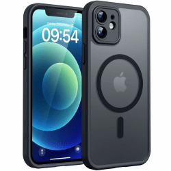 TOCOL für iPhone 12 Hülle für Magsafe, Vollständiger Kameraschutz Stoßfest Kratzfest Transluzente Rückseite Magnetisch Handyhülle für iPhone 12 Case, Schwarz iPhone 12 Schwarz Angebot bei HelloDeals