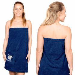 Lashuma Frauen Saunatuch mit Klettverschluss, Saunakilt Damen Marine Blau XS - M Angebot bei HelloDeals