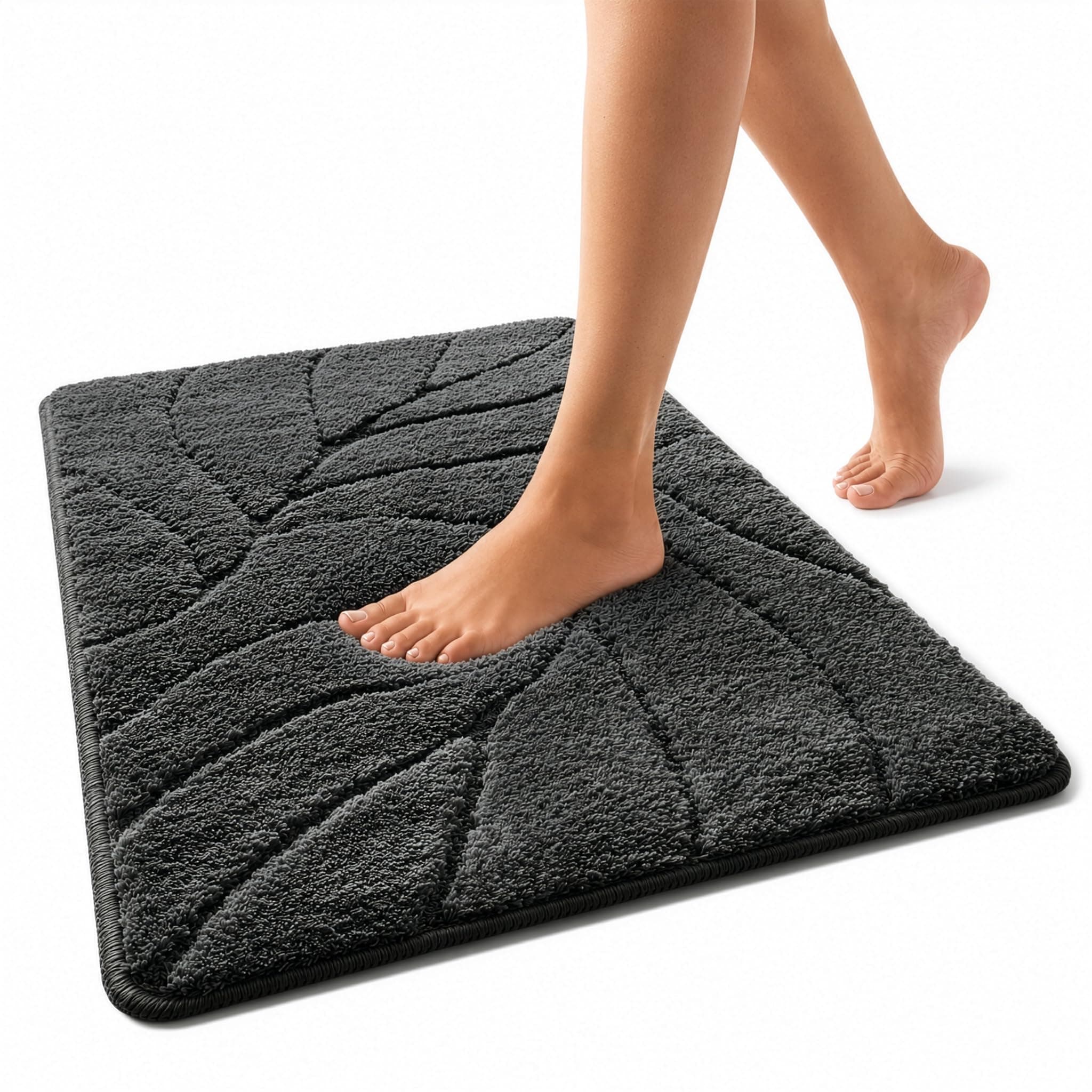 Floordirekt Badteppich - extra flauschig & schnelltrocknend - Badezimmerteppich mit rutschhemmender Rückseite - Badematte Duschvorleger (Maris) (Dunkelgrau, 60 x 120 cm) Dunkelgrau 60 x 120 cm (Rectangular) Angebot bei HelloDeals