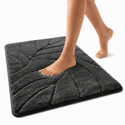 Floordirekt Badteppich - extra flauschig & schnelltrocknend - Badezimmerteppich mit rutschhemmender Rückseite - Badematte Duschvorleger (Maris) (Dunkelgrau, 60 x 120 cm) Dunkelgrau 60 x 120 cm (Rectangular) Angebot bei HelloDeals