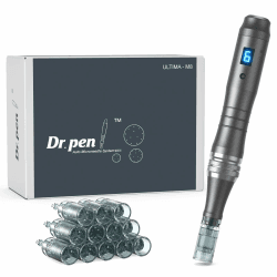 Dr.Pen Ultima M8 Microneedling Pen, Original Dr Pen Elektrisch Microneedling Machine Professionell Microneedle Pen Kit für Gesicht Körper Haar Bart Wachstum Geschenk - 12 Patronen M8 Silver Angebot bei HelloDeals