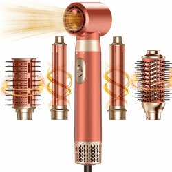 5-in-1-Föhnbürsten-Set, Upgrade-Haartrockner, Föhnbürste, Lockenwickler Automatisch und Paddelbürste, abnehmbare Heißluftbürsten-Styling-Tools, Hochgeschwindigkeits-Reisehaarglätter, Lockenstab Bernstein Gold Angebot bei HelloDeals