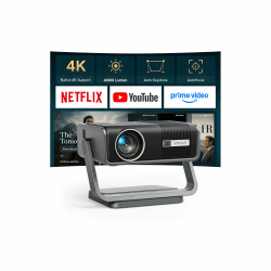 Smart Beamer 4K【Netflix-Fähig & Dolby Audio】40000 Lumen Auto Fokus/6D Trapezkorrektur Beamer Full HD 1080P, VOPLLS WiFi6 Bluetooth 4K Video Handy Projektor Heimkino/Outdoor für PS5 【Upgrade Version 】 Schwarz Angebot bei HelloDeals