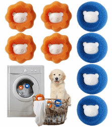 Tierhaarentferner Waschmaschine, 8 Pieces Wiederverwendbar Fusselentferner, Haarfänger Waschmaschine, Waschbälle Gegen Tierhaare, Fusselfänger für Kleidung und Bettzeug (Blau+Orange) Angebot bei HelloDeals