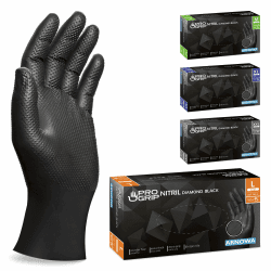 50x PROGRIP Einweghandschuhe Diamant Grip Schwarz, Nitrilhandschuhe L | Einmalhandschuhe Extra Stark, Handschuhe Einweg griffig, latexfreie Arbeitshandschuhe für Werkstatt & Montage M, L, XL, XXL L Schwarz 50 Angebot bei HelloDeals