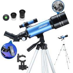 Aomekie Telescopes for Aastronomy 70/400 Astronomical Telescope with Adjustable Tripod Phone Adapter and Metal Moon Filter (Large) Angebot bei HelloDeals
