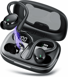 Bluetooth Kopfhörer Sport, Kopfhörer Kabellos Bluetooth 5.3 mit HD Mic, In Ear Kopfhörer mit 4 ENC Klarer Mic, 72 Std Kabellose Kopfhörer mit Tiefer Bass,IPX7 Wasserdicht Ohrhörer mit Ohrhaken,Schwarz glänzender Schwarz Angebot bei HelloDeals