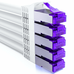 deleyCON 5x 0,5m CAT7 Netzwerkkabel - 10 Gigabit - Kurzes 50cm RJ45 Patchkabel Ethernet Kabel (Kupfer, SFTP PiMF Schirmung) - LAN DSL Switch Modem Router Patchpanel CAT7 CAT6 CAT5 - Weiß Weiß 5x 0.5 M Angebot bei HelloDeals