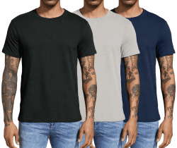 Boyzn Herren 3 or 4 Pack Baumwolle T-Shirts, Kurzarm/Langarm Rundhals Sport T-Shirts, Baumwolle Gym Workout Laufshirts für Männer XL 3er Pack-schwarz/Grau/Navy(kurzarm) Angebot bei HelloDeals