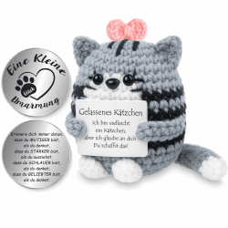 Tixlux Pocket Hug Positive Katze, Kreative Strickwolle Katzen Figur und Kleine Umarmung Glücksbringer, Ermutigungs Geschenk, Gute Besserung, Abschluss Geschenk Rosa Katze mit Schleife Angebot bei HelloDeals