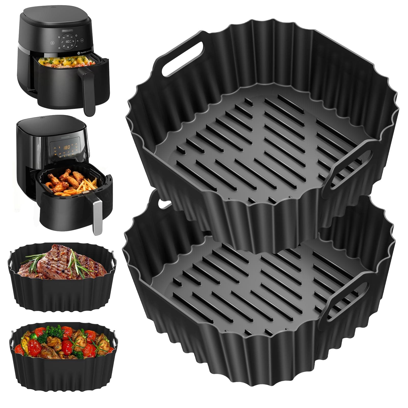 Heißluftfritteuse Silikonform für Philips 2000 Series 4,2L NA229/00, Airfryer Silikonform für Philips Airfryer XL 6,2l HD9270/90, Wiederverwendbar Air Fryer Silikon Einsätz Angebot bei HelloDeals