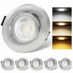 LED Einbaustrahler 230V Dimmbar LED Spots 6W IP44 Bad Einbauleuchten Schwenkbar Deckenspots,Warmweiß Neutralweiß Kaltweiß deckenleuchte für Badezimmer Küche Wohnzimmer,6er Set Nickel 6er Set Angebot bei HelloDeals