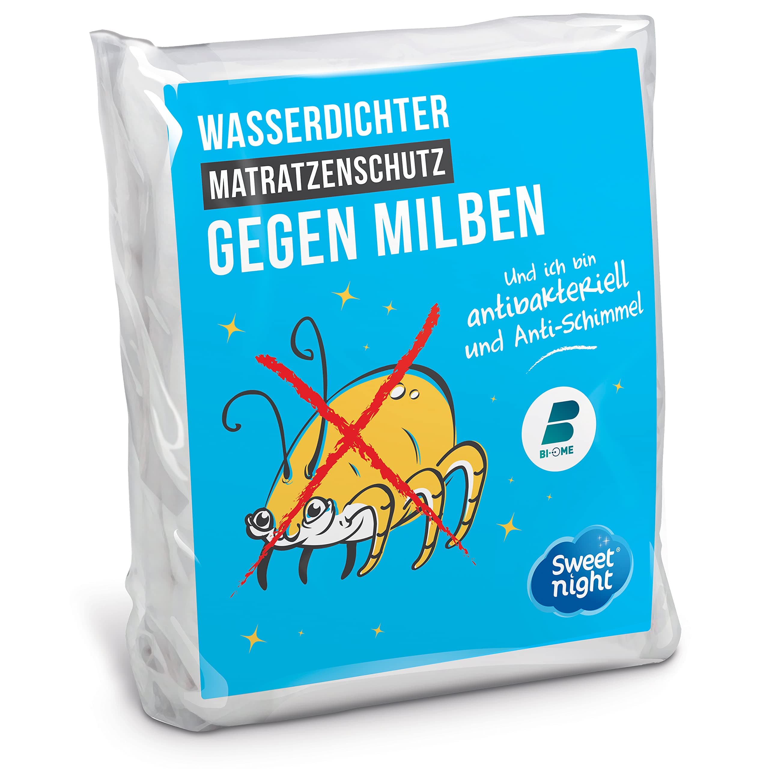 SWEET NIGHT - Matratzenschoner 180x200 cm | wasserdichte und Anti-Staubmilben-Matratzenauflage | 100% Baumwollvlies | Leise und atmungsaktiv | Geeignet für Dicke Matratzen Angebot bei HelloDeals
