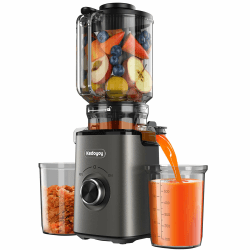 Entsafter Gemüse und Obst Testsieger, Slow Juicer mit 130 MM XL-Einfüllschacht, 600 mL Saftbehälter, Elektrische Juicer Machine für Familien, Gesundheitsbewusste Grau Angebot bei HelloDeals