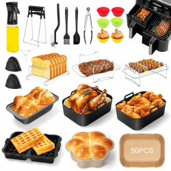Charmofun 28 Stück Ninja Heißluftfritteuse Zubehör, Airfryer Zubehör für Ninja Foodi Max Dual Zone AF300EU AF400EU AF500EU 7.6L-9.5L und Anderen Dual Zone Fritteuse, Air Fryer Silikonmatte Accessories 28 Stück Heißluftfritteuse Zubehör Angebot bei HelloDeals