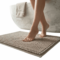 Artwelt Badematte rutschfest Sand Beige 50x80 cm X2 – Weicher Chenille Badezimmerteppich, schnelltrocknend | Badteppich waschbar | Duschmatte, Badvorleger & Duschvorleger 50X80X2 Sand Beige Angebot bei HelloDeals