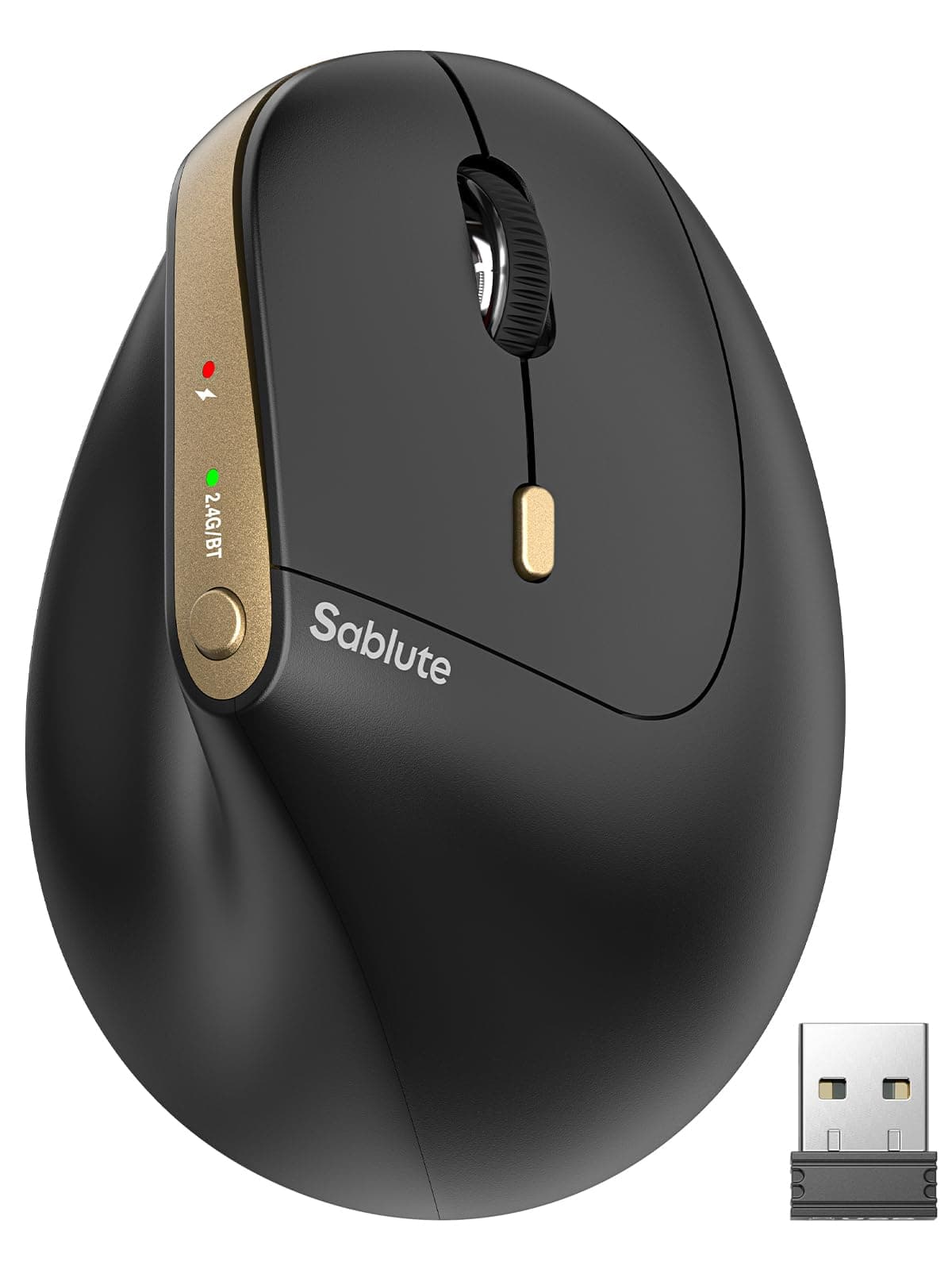 SABLUTE MAM3 Ergonomische Vertikale Maus, Bluetooth Wiederaufladbare Kabellos Maus mit 3 Gerät (BT1+BT2+USB), 4 DPI-Stufen, Präzises und Reibungsloses, Funkmaus für Mac, Windows (Hellschwarz) Angebot bei HelloDeals