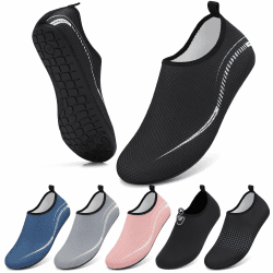 BARFULKER Badeschuhe Wasserschuhe Damen Herren Schnell Trocknend Aquaschuhe rutschfeste Strandschuhe Surfschuhe Schwimmschuhe Barfußschuhe Beach Pool Unisex 39 EU 996 Linien Schwarz Angebot bei HelloDeals