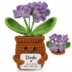 WenmthG Kleines Dankeschön Geschenk Glücksbringer Gehäkelte Lila Blume für Frauen Freunde Kollegen Abschied Ruhestand Weihnachts Papa Mama Oma Opa Pocket Hug Blume Positive Kartoffel Deutsch Ersatz Lila Vergissmeinnicht Angebot bei HelloDeals