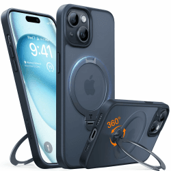TORRAS Ostand Q3 Spin für iPhone 15 Hülle (360° Magnetischer Unsichtbarer Ständer) Zertifizierte Militärschutz, MagSafe Kompatibel, Stoßfest Kratzfeste Matt Rückseite Handyhülle Schwarz iPhone 15 Schwarz Angebot bei HelloDeals
