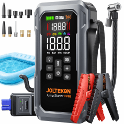 7000A Auto Starthilfe Powerbank für Pkw, Starthilfe für Alle Benzin und 12,0L Diesel, Starthilfe Powerbank mit Gebläse und 160PSI Kompressor, Starthilfe mit 800 Lumen LED Leuchte und 3,3'' LCD Display Angebot bei HelloDeals