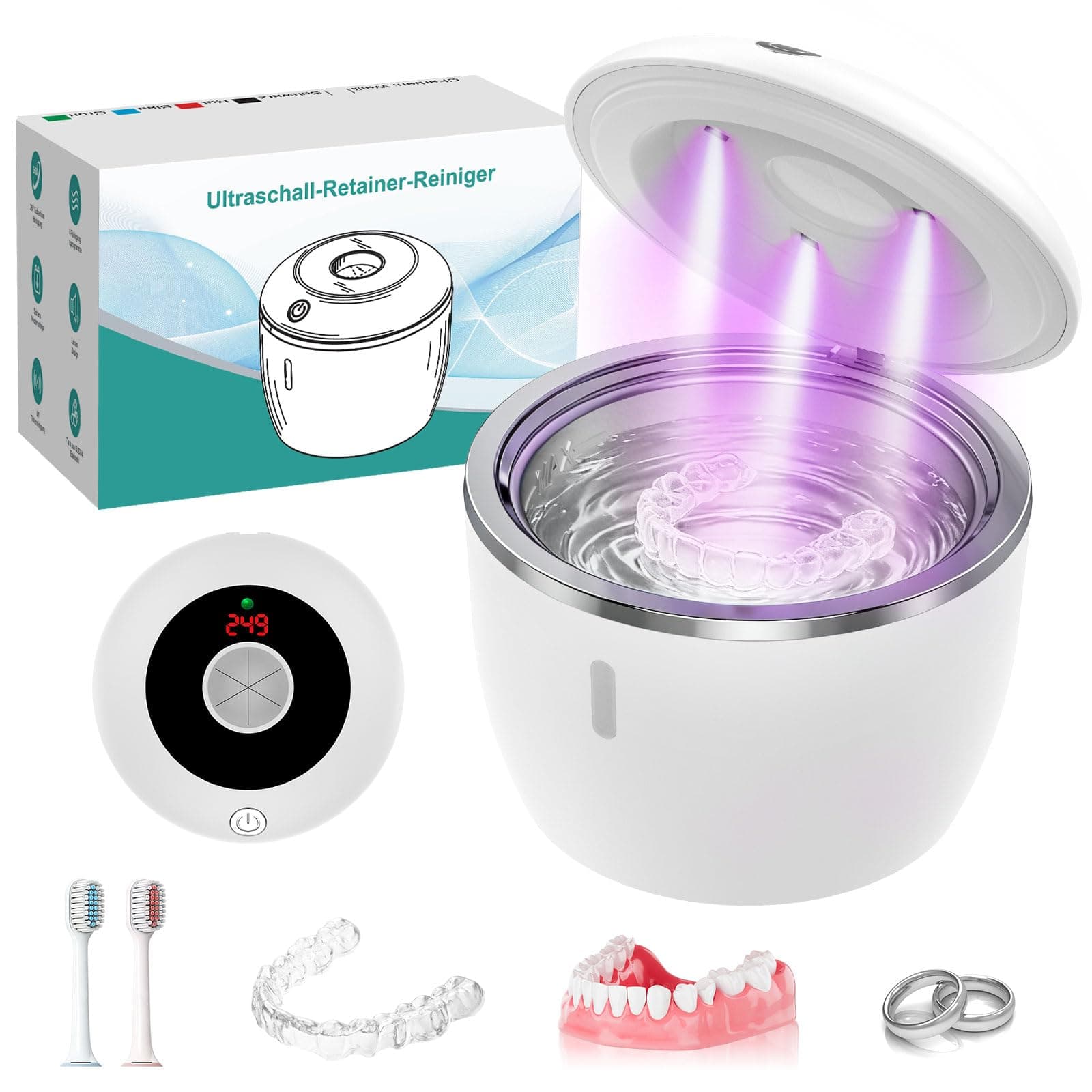 Ultraschallreinigungsgerät, 48kHz Ultraschallreiniger mit 4 Modi, digitalem Timer, Ultrasonic Cleaner für Zahnersatz, Mundschutz, Zahnbürsten, Nachtschutz, Schmuck Angebot bei HelloDeals