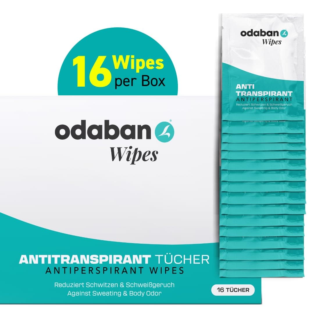 odaban® Antitranspirant Wipes gegen starkes Schwitzen | einzeln verpackte Tücher für Achseln, Hände, Füße & Gesicht – schnell wirksamer Schweißschutz, 16 Stück Angebot bei HelloDeals
