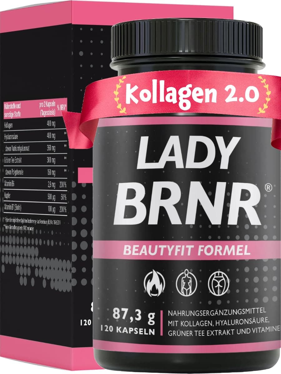 BRNR LADY BRNR - BeautyFit Stoffwechsel Formel mit Vitamin B6, Bindegewebe mit Kupfer, Kollagen, Hyaluron hochdosiert, Biotin, 120 Kapseln Angebot bei HelloDeals
