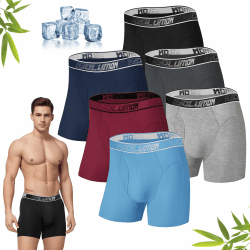 IGOLUMON Bambus Boxershorts Herren 6er Pack, Ohne Kratzenden Zettel Unterhosen Männer, Atmungsaktive und Weiche Unterwäsche mit Elastischem Bund (Gr. M - 2XL) 1schwarz-1grau-1dunkelgrau-1blau-1dunkelblau-1rot L Angebot bei HelloDeals