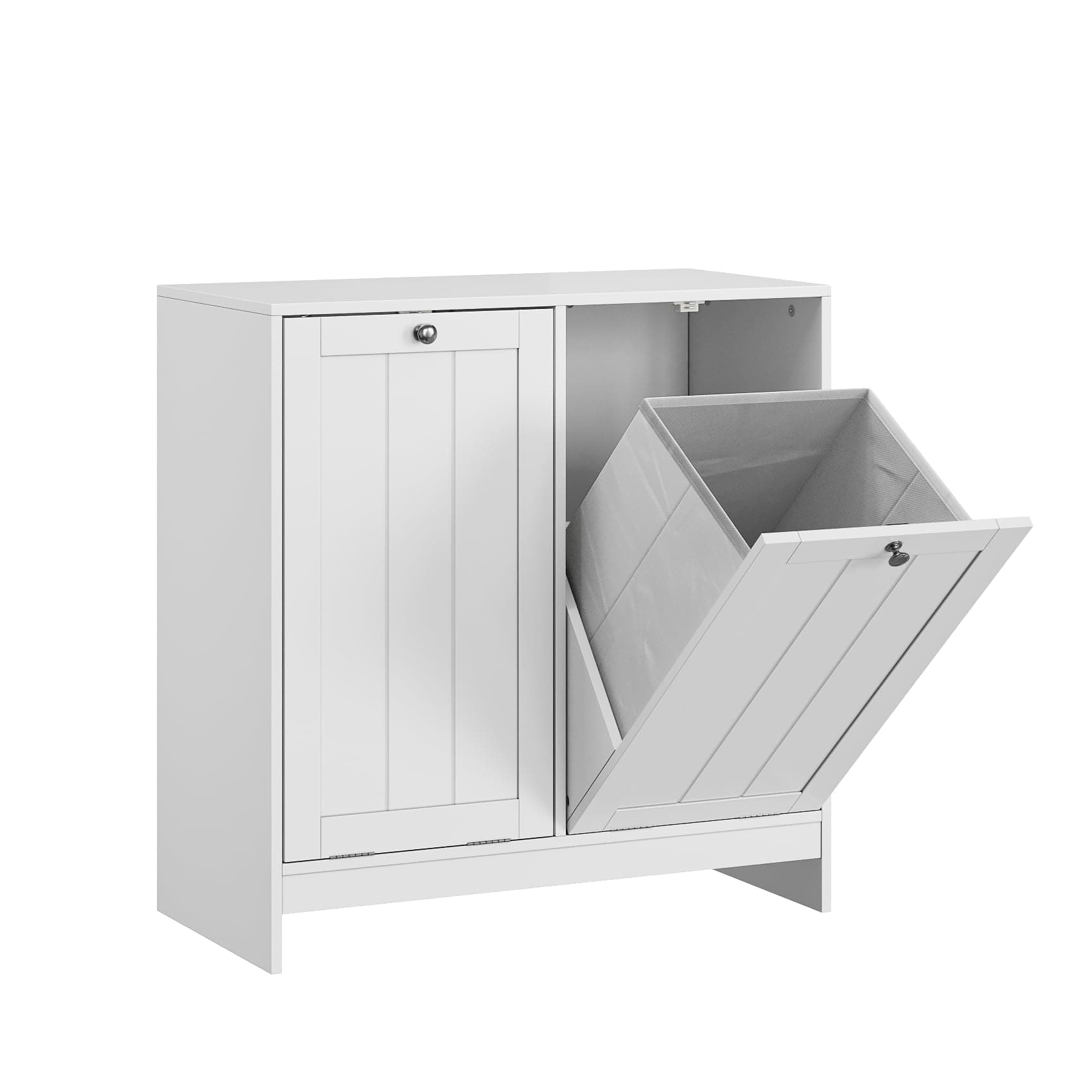 Smart FENDEE Badezimmerschrank mit 2 klappbaren Wäschekörben, Tilt-Out-Wäscheschrankdesign, Badezimmermöbel, Weiß Angebot bei HelloDeals