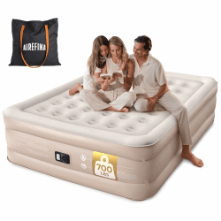 Airefina Luftbett 2 Personen, Luftmatratze Selbstaufblasend mit Integrierter Pumpe, Premium Gästebett mit Beflockte Oberfläche, Aufblasbares Bett für Heimgebrauch und Camping – 203 x 152 x 46 cm Queen (46 CM) Angebot bei HelloDeals