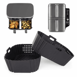 Silikonform Heißluftfritteuse Zubehör für Ninja Double Stack XL 9.5L Air Fryer SL400EU, 2 Stück Airfryer Silikon Einsatz für Ninja Foodi MAX Dual Zone AF400EU, Auflaufform Airfryer GADITIEK Silikonform für Ninja Double Stack 9,5l Angebot bei HelloDeals