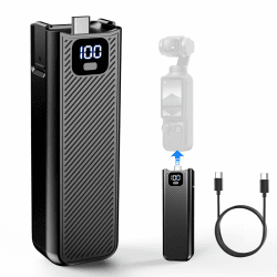 Upgrade Batteriegriff für DJI Osmo Pocket 4/Pocket3 & Xtra Muse, 5000mAh Akkuverlängerung, 22,5W PD Schnellladung, LED-Anzeige, 1/4" Gewindeloch Angebot bei HelloDeals