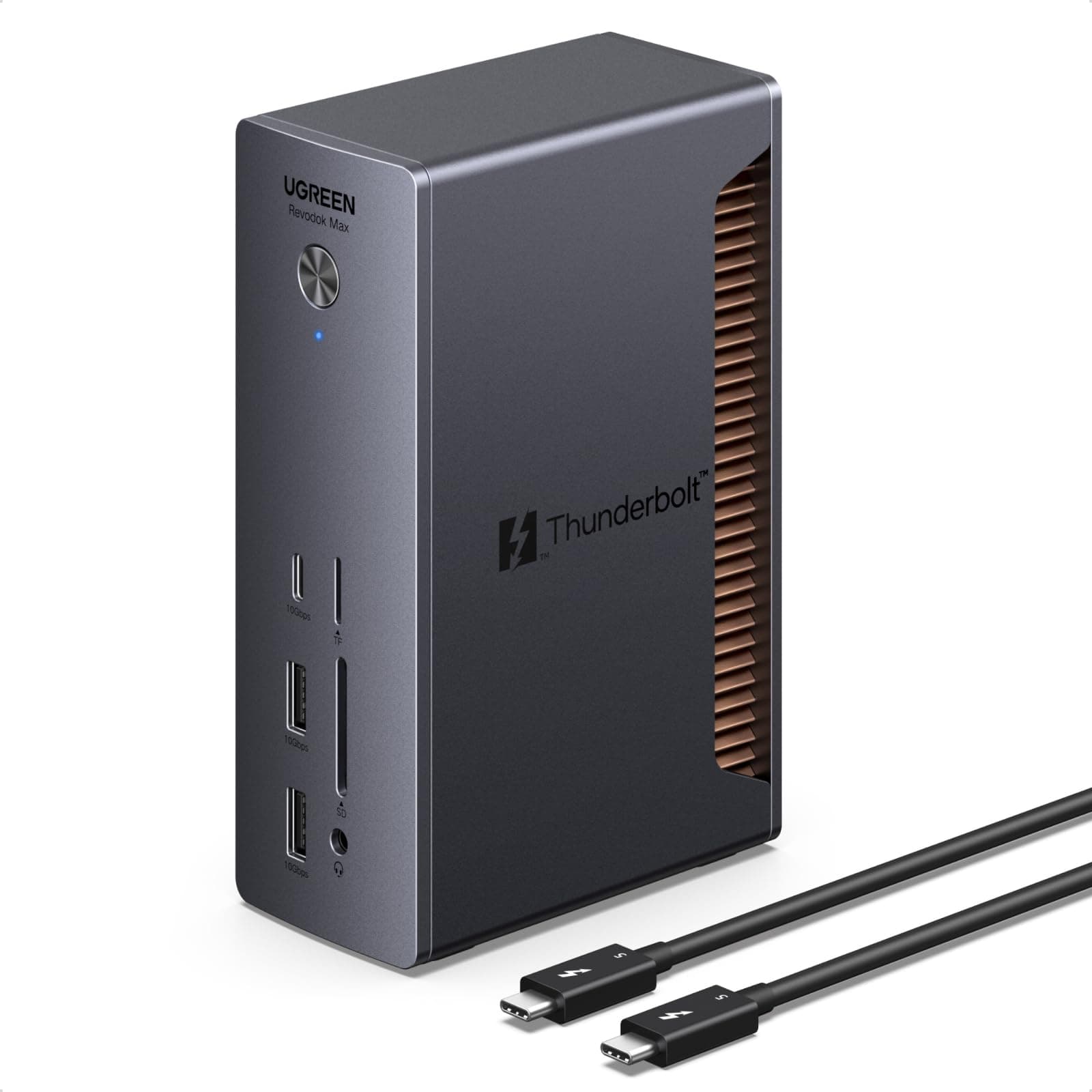 UGREEN Revodok Max Thunderbolt 5 Dock 120Gbps mit 3*TBT5 (Single 8K@60Hz & Dual 6K@60Hz max.), Docking Station 140W Aufladen für Laptop, 2.5Gbps Ethernet, SD 4.0, 3.5mm Aux Angebot bei HelloDeals