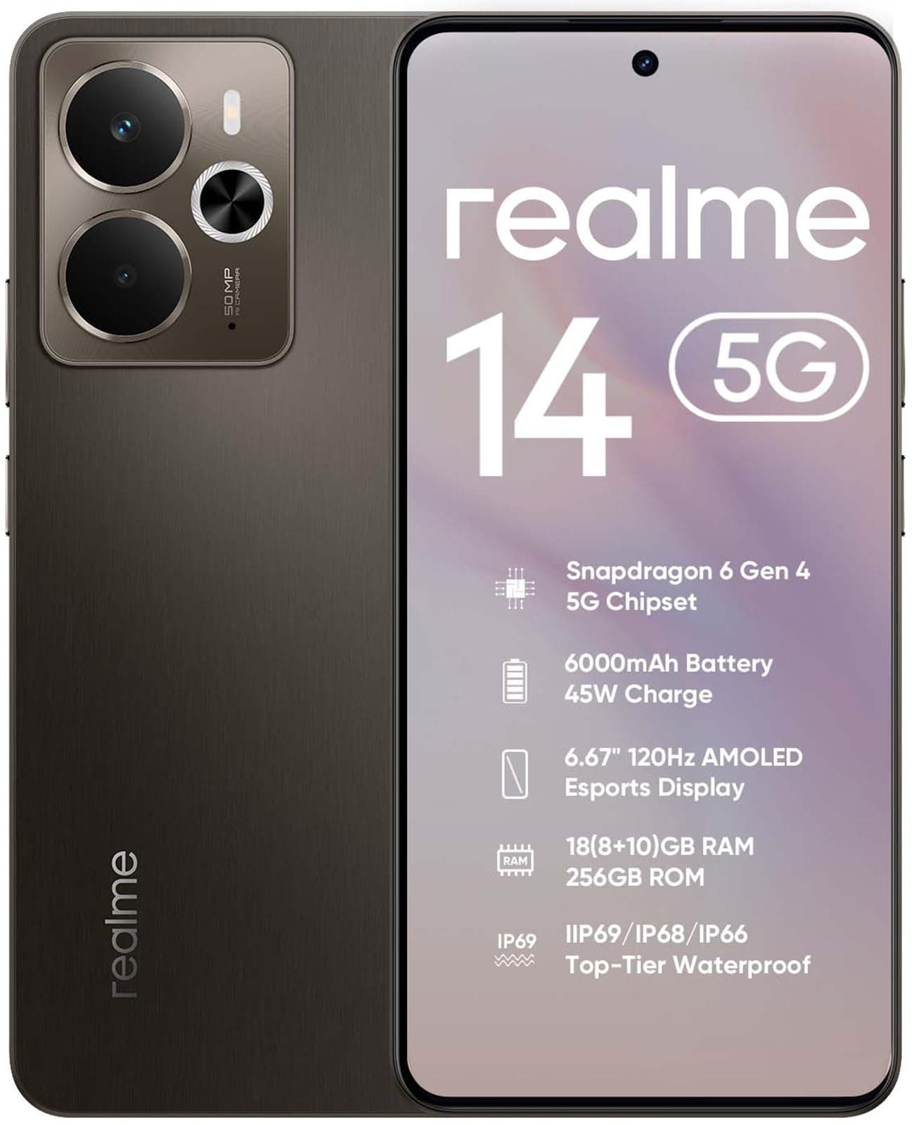 realme 14 5G Smartphone Ohne Vertrag, Snapdragon 6 Gen 4 5G, 6000mAh Titan Akku & 45W Schnellladung, 6.67” 120Hz AMOLED Esports Display, 18(8+10) GB RAM + 256GB ROM, 50MP OIS Kamera, IP69 Angebot bei HelloDeals