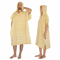 LeStoff Badeponcho - 50% Bio-Baumwolle 50% Hanf - Leicht, Saugstark, Schnelltrocknend, Bio, Strandponcho mit Kapuze, Handtuchponcho, Surf Poncho, Handtuchkleid, Duschponcho, Umziehponcho Sun Small Angebot bei HelloDeals