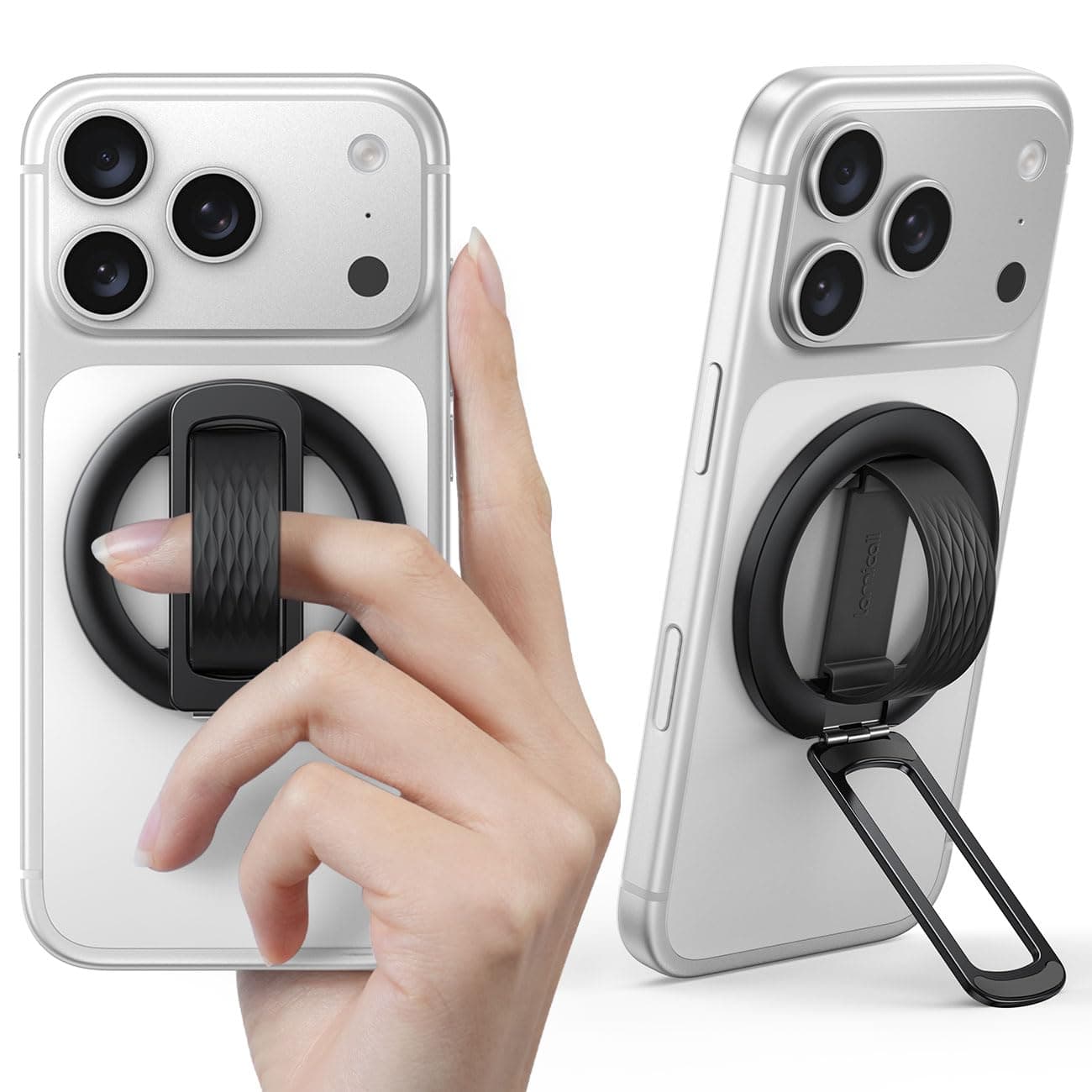 Lamicall Handy Fingerhalterung für MagSafe Ring - [Weicher Silikongriff] 2-IN-1 Tragbarer Handy Ständer, Magnetische Handy Ring Halterung für iPhone 17/16, Smartphone Griff Halter für MagSafe Zubehör Schwarz Angebot bei HelloDeals