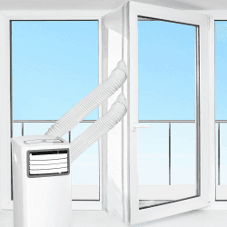 HOOMEE Tür- und Fensterabdichtung für mobile Klimageräte, Klimaanlagen, Wäschetrockner, Ablufttrockner, Air Stop zum Anbringen an Flügelfenster und Balkontüren, Fensterabdichtung Klimaanlage 600cm Angebot bei HelloDeals