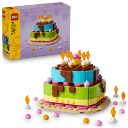 LEGO Geburtstagstorte Spielzeug - Bastelset für Kinder mit 10 Kerzen, Zuckerguss und bunten Blumen als Zimmerdeko - Geschenkidee für Mädchen, Jungen und Familien ab 7 Jahren - 40815 Angebot bei HelloDeals