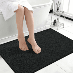 Homaxy Dünn Badezimmerteppich, Badematte rutschfest mit Gummi Rückseite, Saugfähig & Schnelltrocknend Badteppich, Waschbar Badvorleger mit kurzem Flor, 60X90cm, Schwarz 60X90cm Schwarz Angebot bei HelloDeals