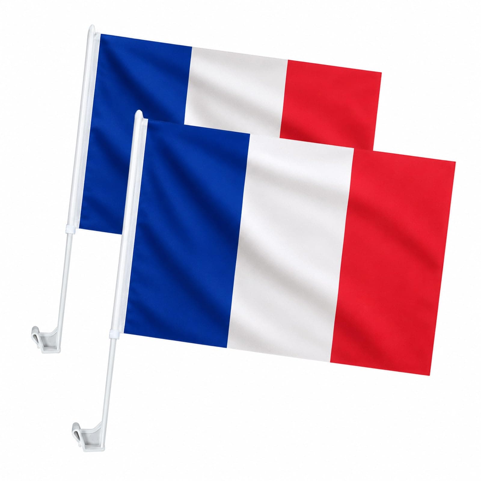 2 Stück Frankreich Autofahnen 45x30cm - Autoflagge mit 43cm Fahnenmast - Wetterfeste Fensterfahne Tricolore für Weltmeisterschaft EM Fußball Fanartikel Auto Dekoration Autofensterflagge FR Angebot bei HelloDeals